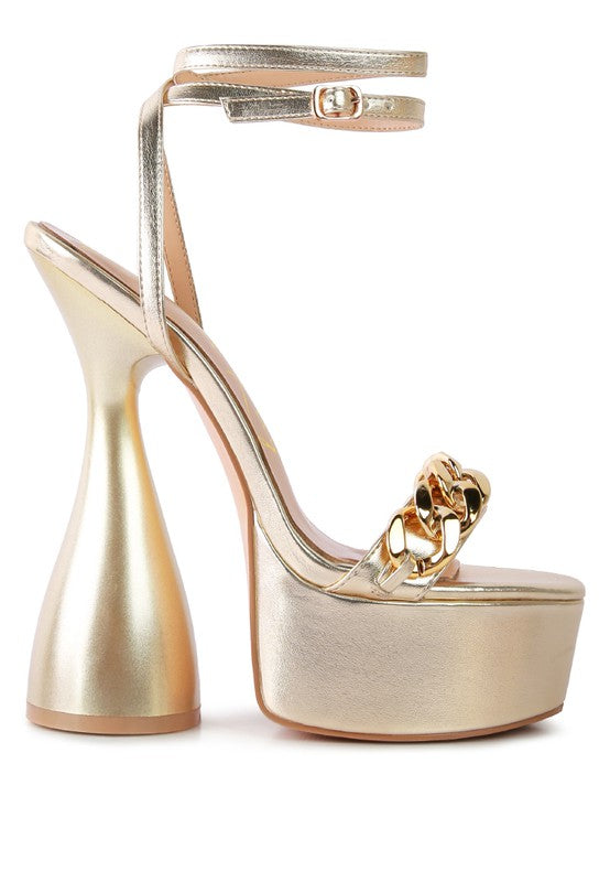 BIG BASH METALLIC HIGH PLATFORM CHUNKY SANDALS - Tigbul's Variety Fashion Shop