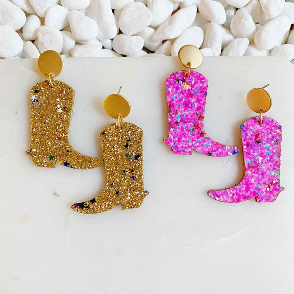Glittered Up Cowgirl Earrings - Tigbul's Variety Fashion Shop