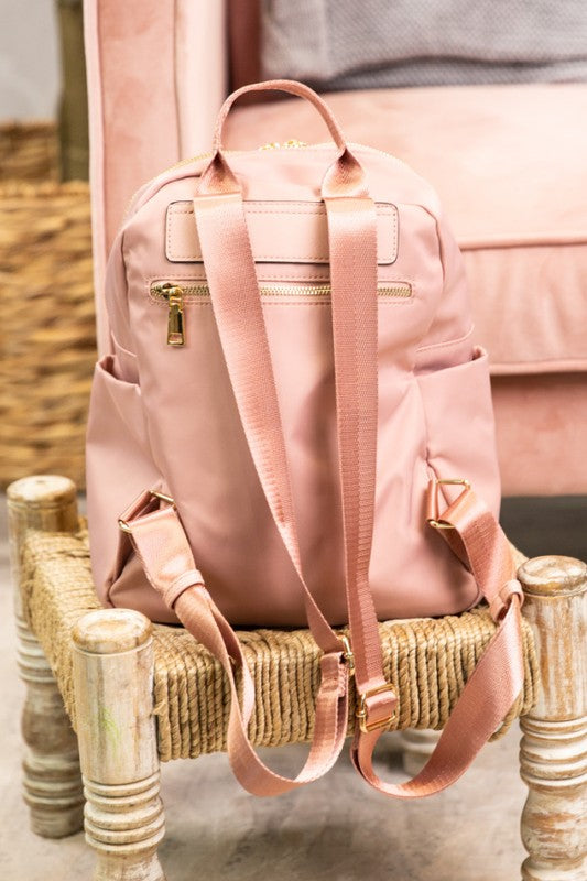 Blush or Black Lux Backpack with Gold Zipper Bag - Tigbul's Variety Fashion Shop