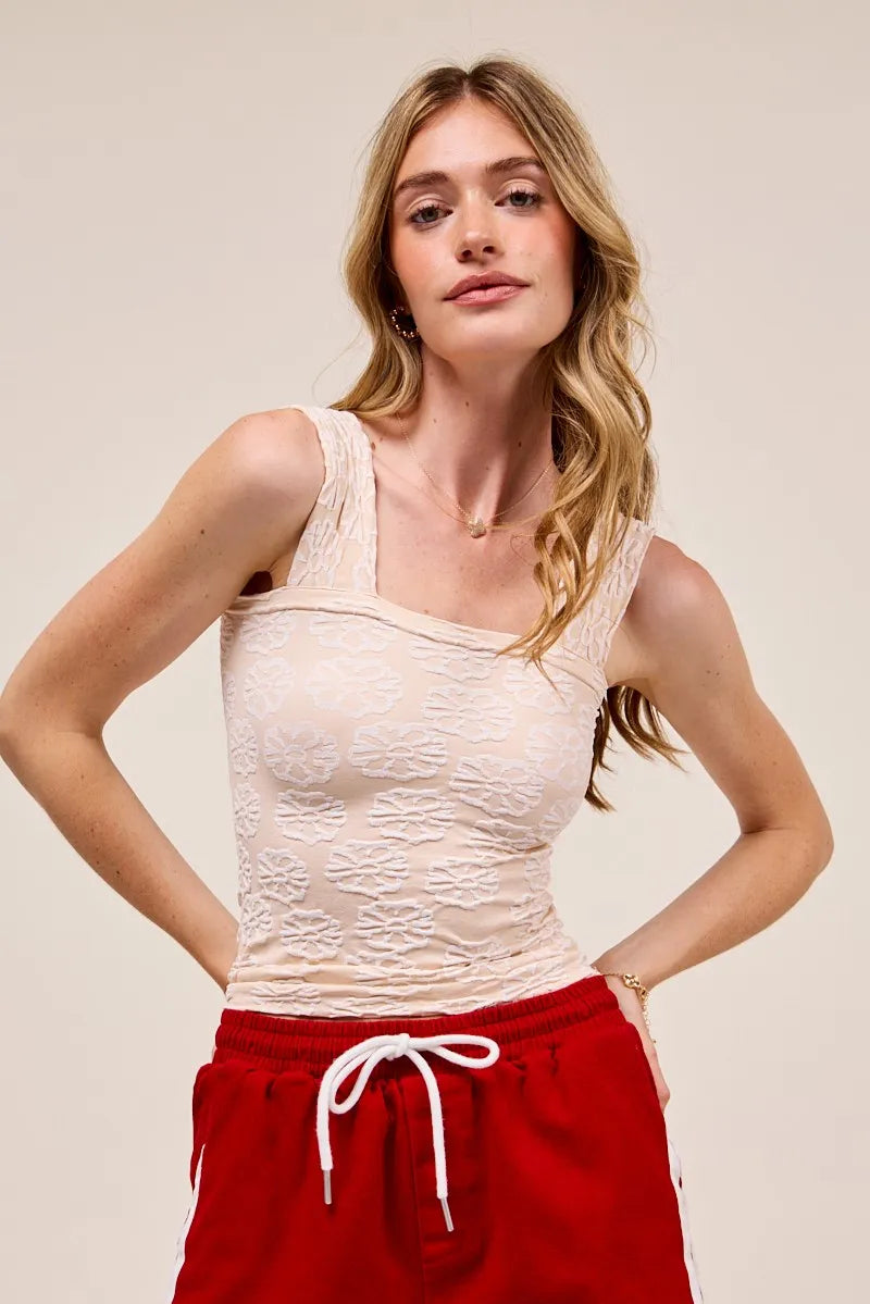Two Tone Floral Seamless Tank Top - Tigbul's Variety Fashion Shop