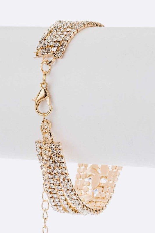 CZ Rhinestone Bridal Statement Bracelet - Tigbul's Variety Fashion Shop