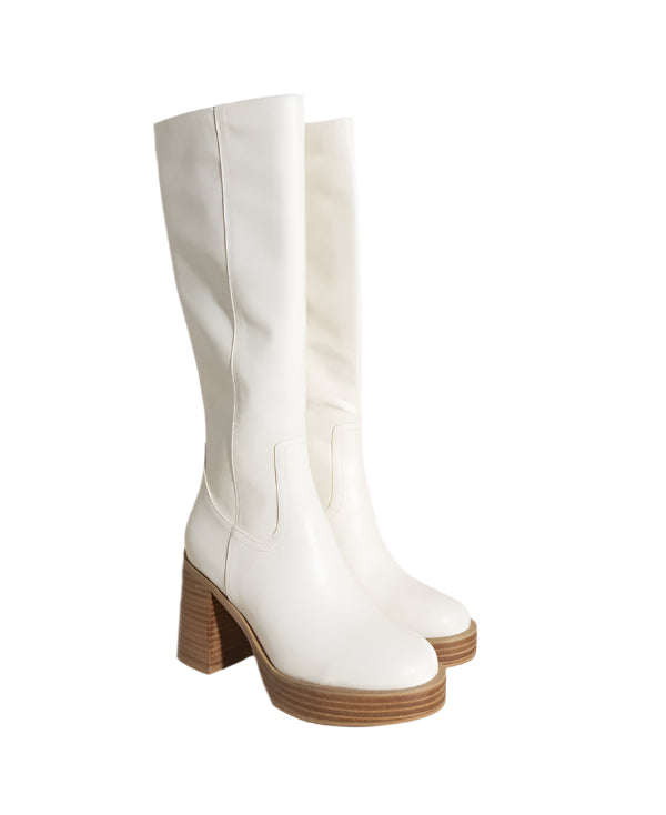 Size 8.5 White Juniper - Platform Knee-High Boots - Tigbul's Variety Fashion Shop