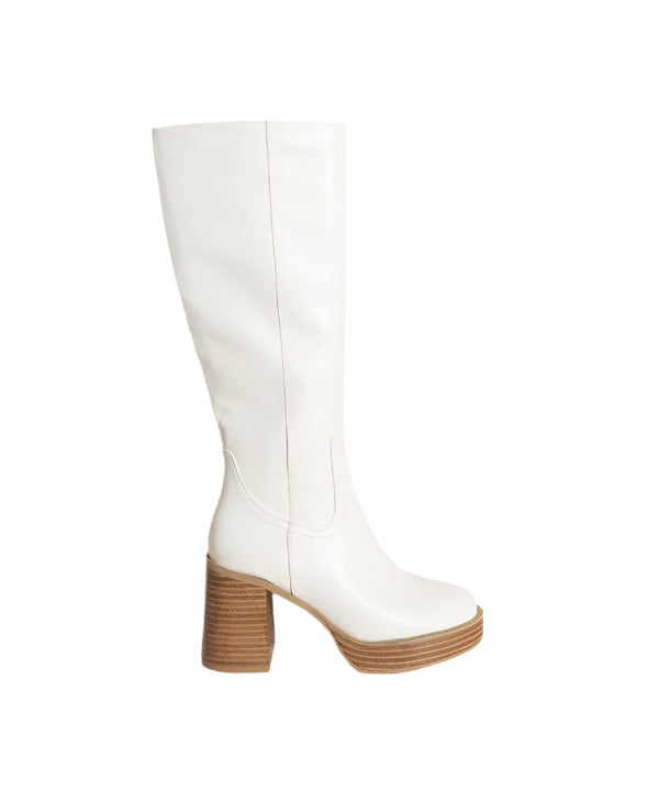 Size 8.5 White Juniper - Platform Knee-High Boots - Tigbul's Variety Fashion Shop
