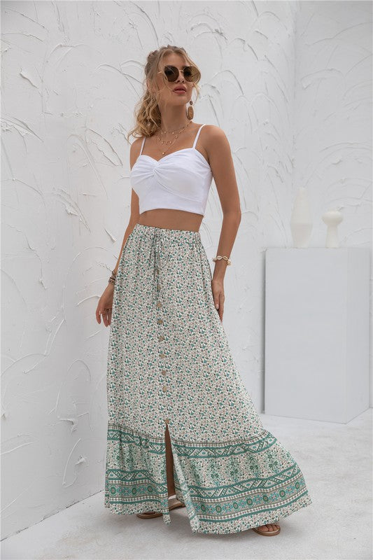 Women's Printed Maxi Skirt - Tigbul's Variety Fashion Shop