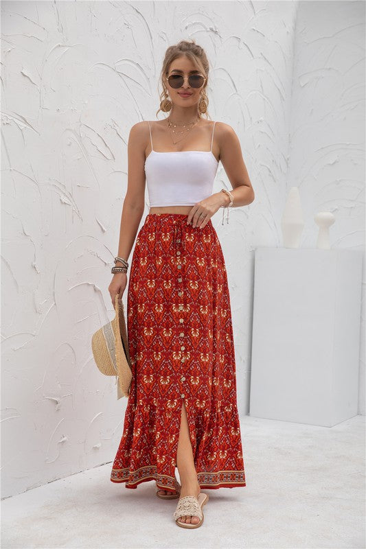 Women's Printed Maxi Skirt - Tigbul's Variety Fashion Shop