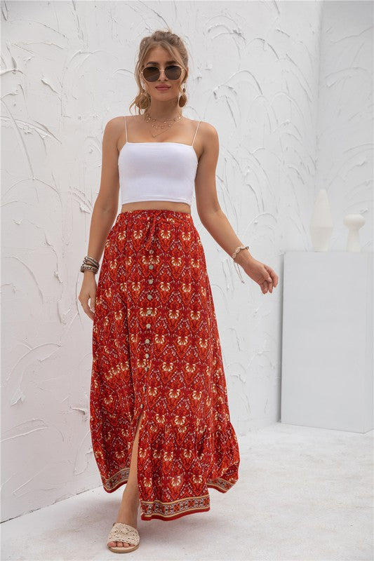 Women's Printed Maxi Skirt - Tigbul's Variety Fashion Shop