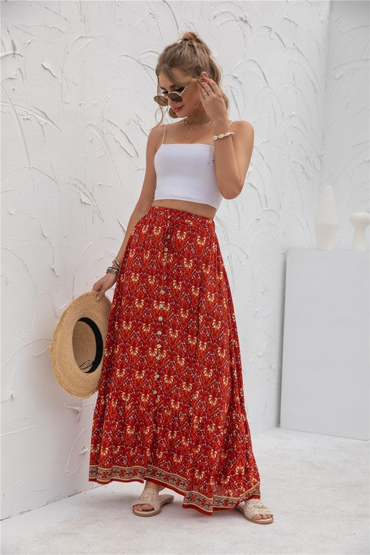 Women's Printed Maxi Skirt - Tigbul's Variety Fashion Shop