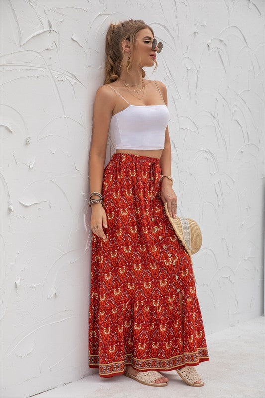 Women's Printed Maxi Skirt - Tigbul's Variety Fashion Shop