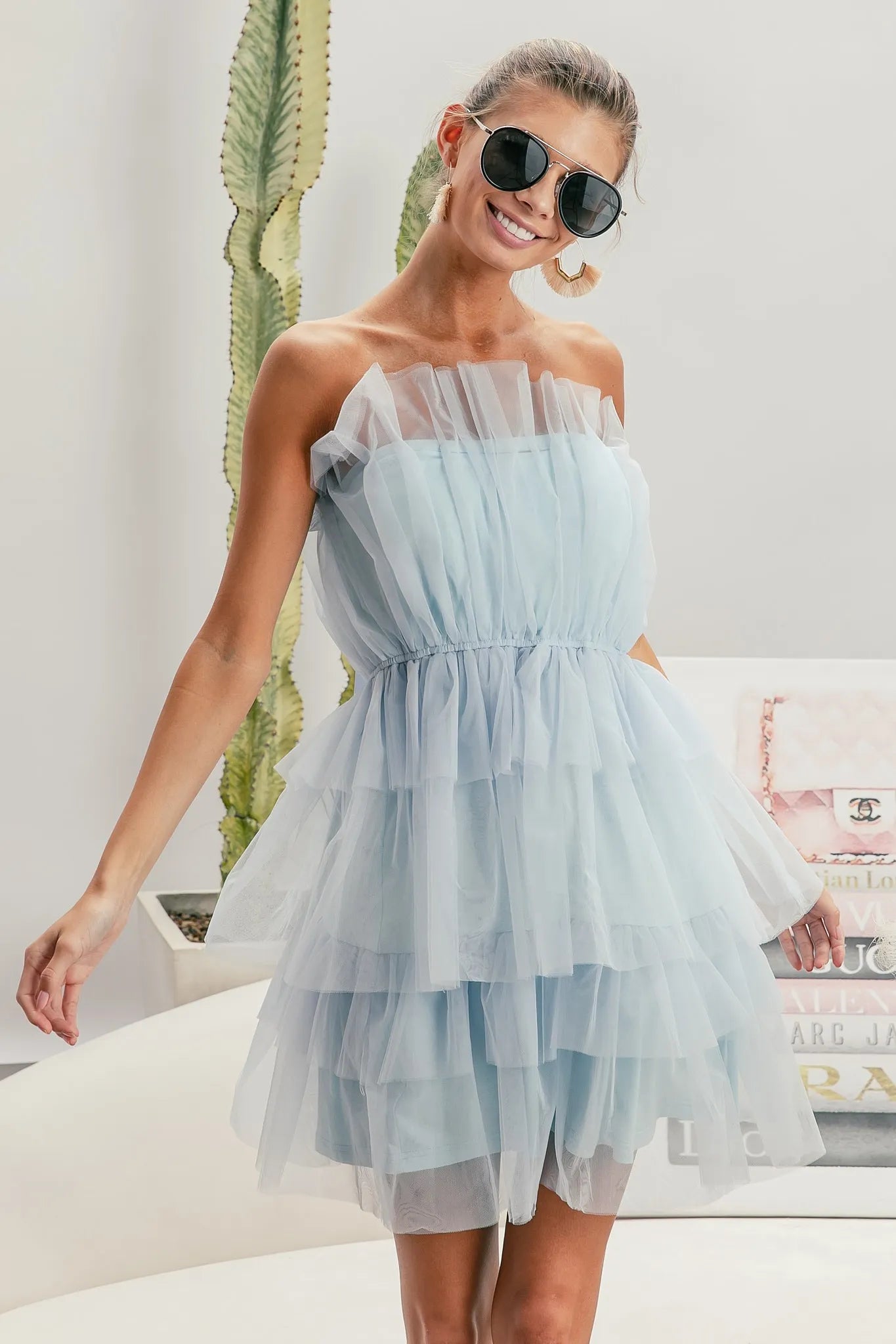 BiBi Sleeveless Layered Organza Dress - Tigbul's Variety Fashion Shop