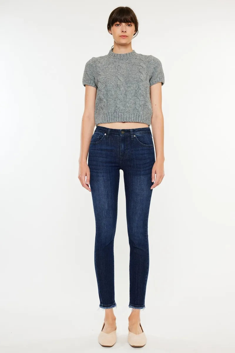 Kancan High-Rise Slim Fit Raw Hem Ankle Jeans - Tigbul's Variety Fashion Shop