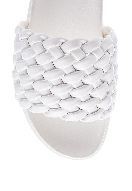 SUNDAE PLATFORM SLIDES WITH WOVEN TEXTURED STRAPS - Tigbul's Variety Fashion Shop