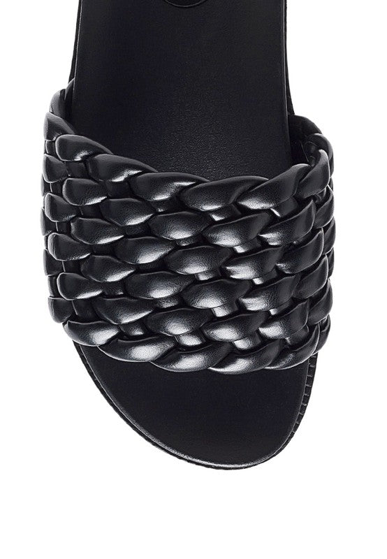 SUNDAE PLATFORM SLIDES WITH WOVEN TEXTURED STRAPS - Tigbul's Variety Fashion Shop