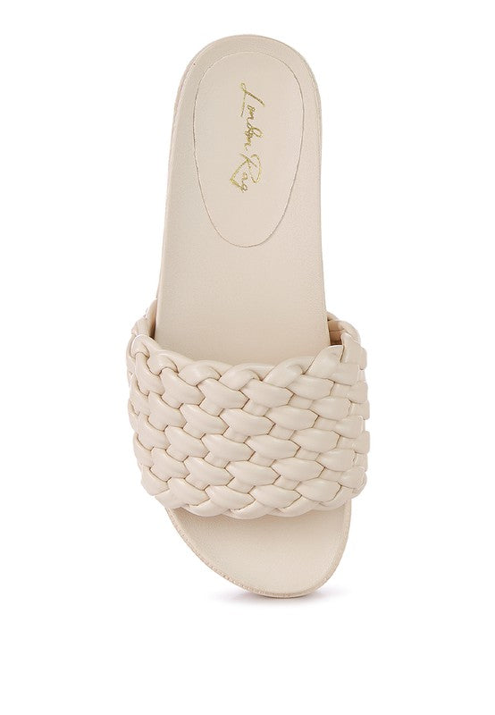 SUNDAE PLATFORM SLIDES WITH WOVEN TEXTURED STRAPS - Tigbul's Variety Fashion Shop