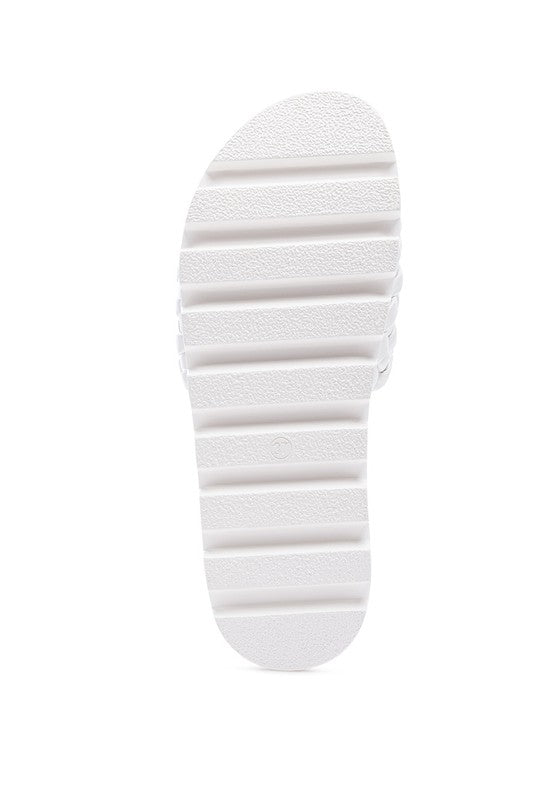 SUNDAE PLATFORM SLIDES WITH WOVEN TEXTURED STRAPS - Tigbul's Variety Fashion Shop