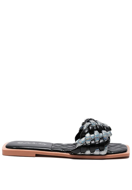 ALLIUM METALLIC WOVEN STRAP FLATS - Tigbul's Variety Fashion Shop