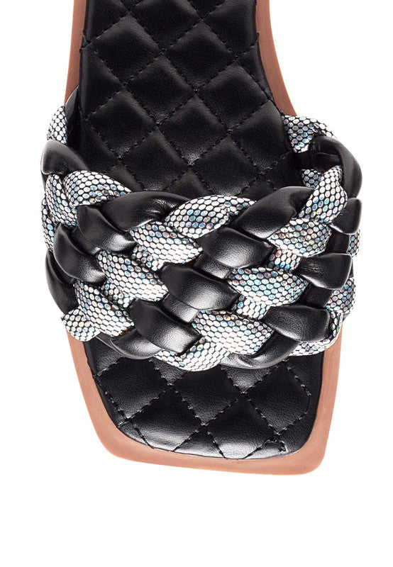 ALLIUM METALLIC WOVEN STRAP FLATS - Tigbul's Variety Fashion Shop
