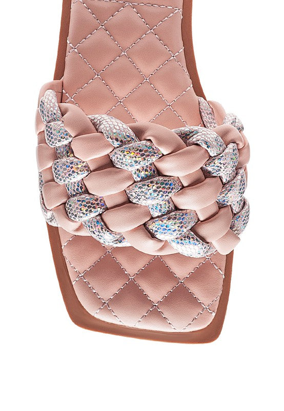 ALLIUM METALLIC WOVEN STRAP FLATS - Tigbul's Variety Fashion Shop