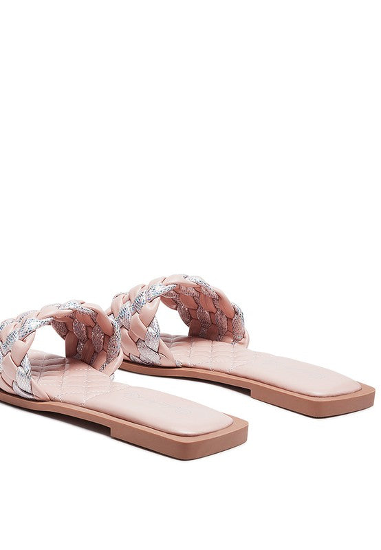 ALLIUM METALLIC WOVEN STRAP FLATS - Tigbul's Variety Fashion Shop