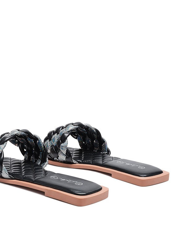 ALLIUM METALLIC WOVEN STRAP FLATS - Tigbul's Variety Fashion Shop