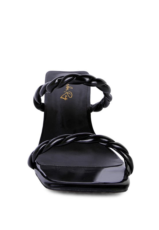 INAMORATA BRAIDED CORD MID HEEL SANDALS - Tigbul's Variety Fashion Shop