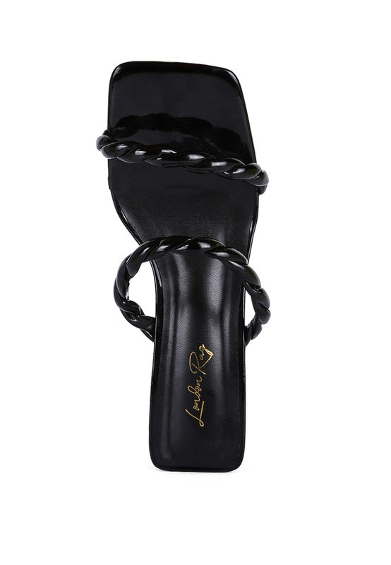 INAMORATA BRAIDED CORD MID HEEL SANDALS - Tigbul's Variety Fashion Shop