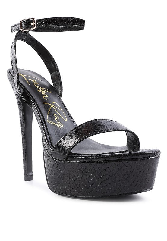 SWEETHEART CROC PLATFORM HIGH HEELED SANDALS - Tigbul's Variety Fashion Shop