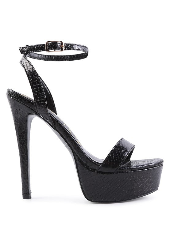 SWEETHEART CROC PLATFORM HIGH HEELED SANDALS - Tigbul's Variety Fashion Shop