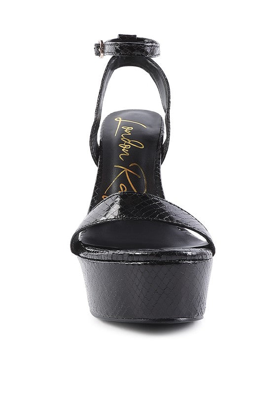 SWEETHEART CROC PLATFORM HIGH HEELED SANDALS - Tigbul's Variety Fashion Shop