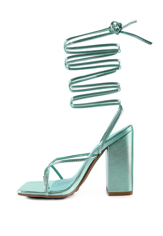 SHEWOLF LACE UP HIGH HEEL SANDALS - Tigbul's Variety Fashion Shop