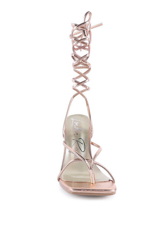 SHEWOLF LACE UP HIGH HEEL SANDALS - Tigbul's Variety Fashion Shop