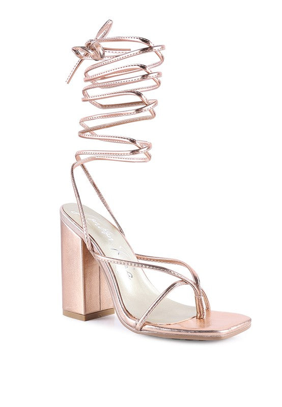 SHEWOLF LACE UP HIGH HEEL SANDALS - Tigbul's Variety Fashion Shop