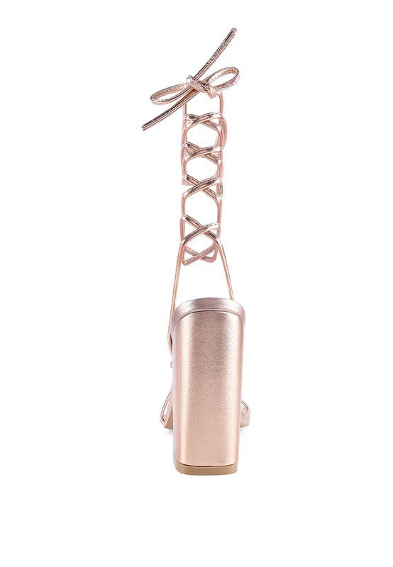 SHEWOLF LACE UP HIGH HEEL SANDALS - Tigbul's Variety Fashion Shop
