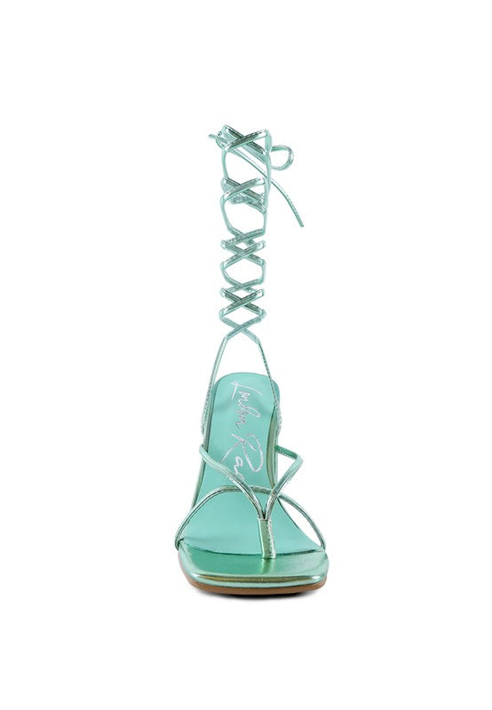 SHEWOLF LACE UP HIGH HEEL SANDALS - Tigbul's Variety Fashion Shop