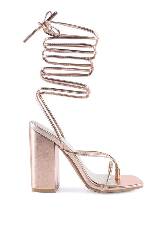 SHEWOLF LACE UP HIGH HEEL SANDALS - Tigbul's Variety Fashion Shop