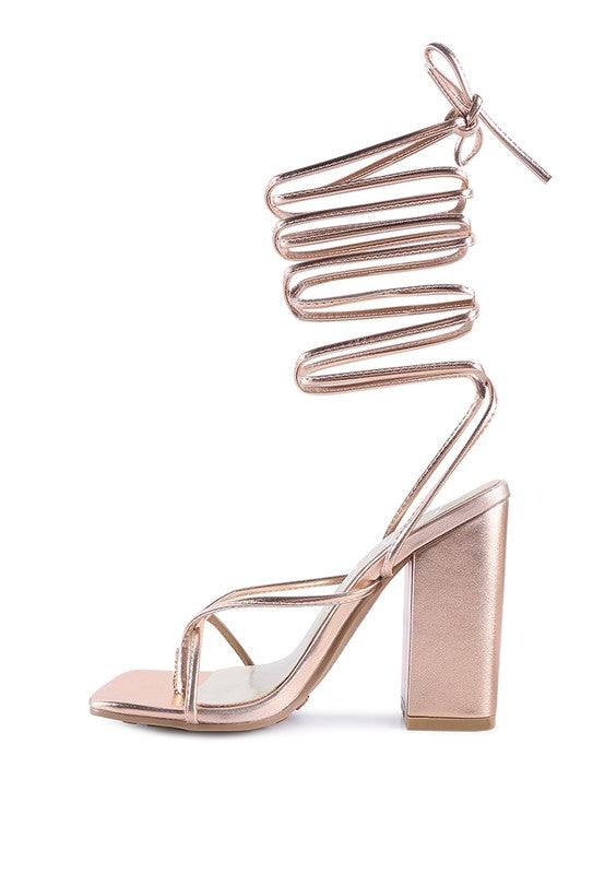 SHEWOLF LACE UP HIGH HEEL SANDALS - Tigbul's Variety Fashion Shop