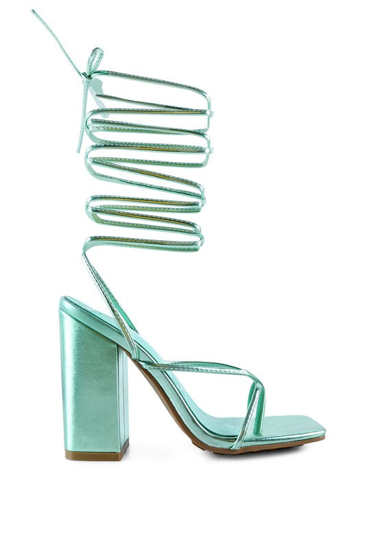 SHEWOLF LACE UP HIGH HEEL SANDALS - Tigbul's Variety Fashion Shop