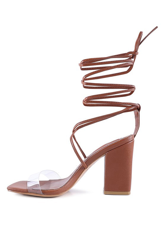 HIGH CULT STRAPPY TIE-UP BLOCK HEELS - Tigbul's Variety Fashion Shop