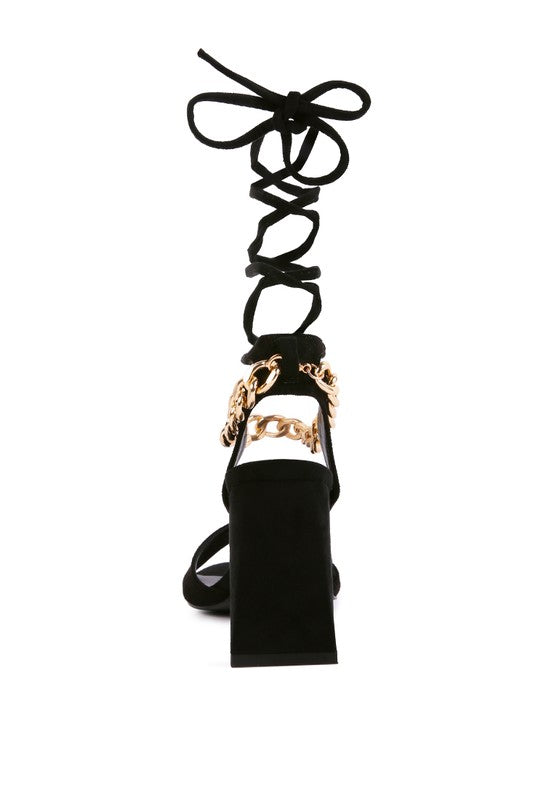Gone Gurl Metal Chain Lace Up Sandals - Tigbul's Variety Fashion Shop