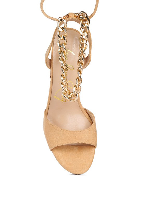 Gone Gurl Metal Chain Lace Up Sandals - Tigbul's Variety Fashion Shop