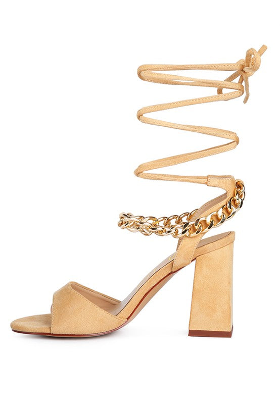 Gone Gurl Metal Chain Lace Up Sandals - Tigbul's Variety Fashion Shop