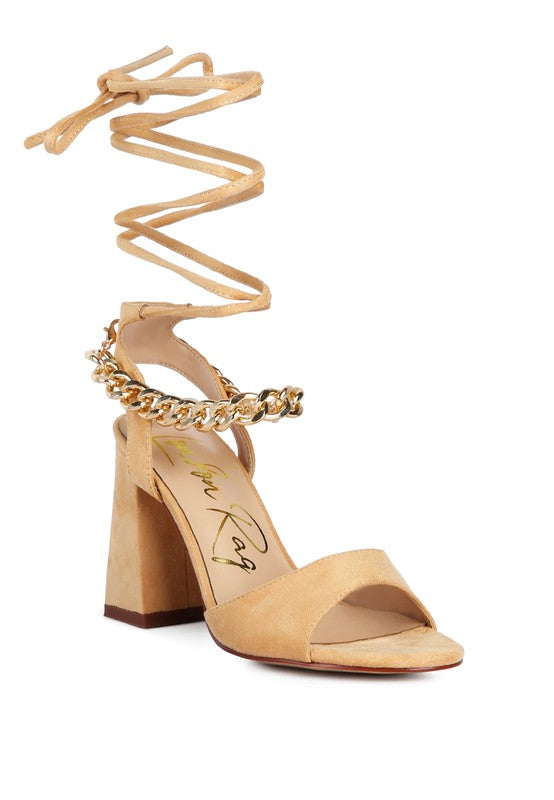 Gone Gurl Metal Chain Lace Up Sandals - Tigbul's Variety Fashion Shop