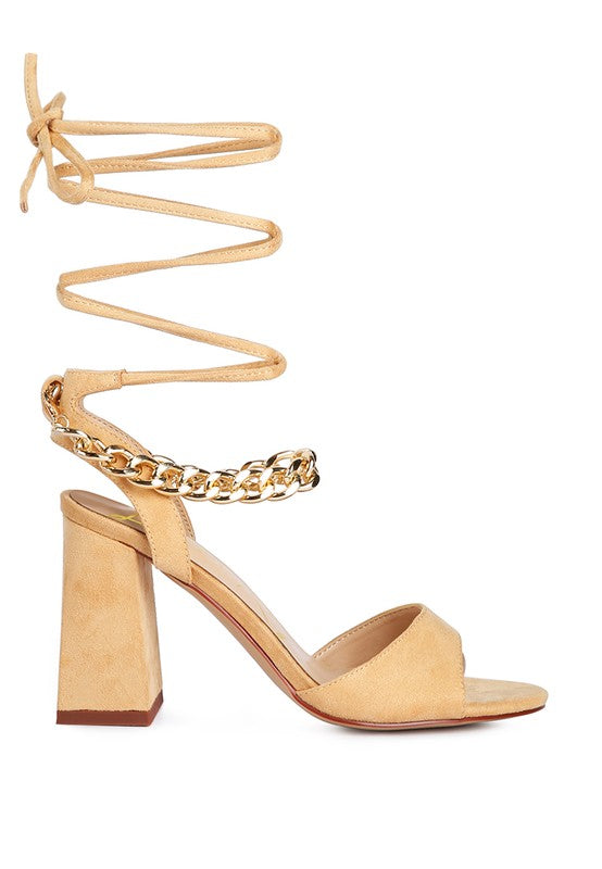 Gone Gurl Metal Chain Lace Up Sandals - Tigbul's Variety Fashion Shop