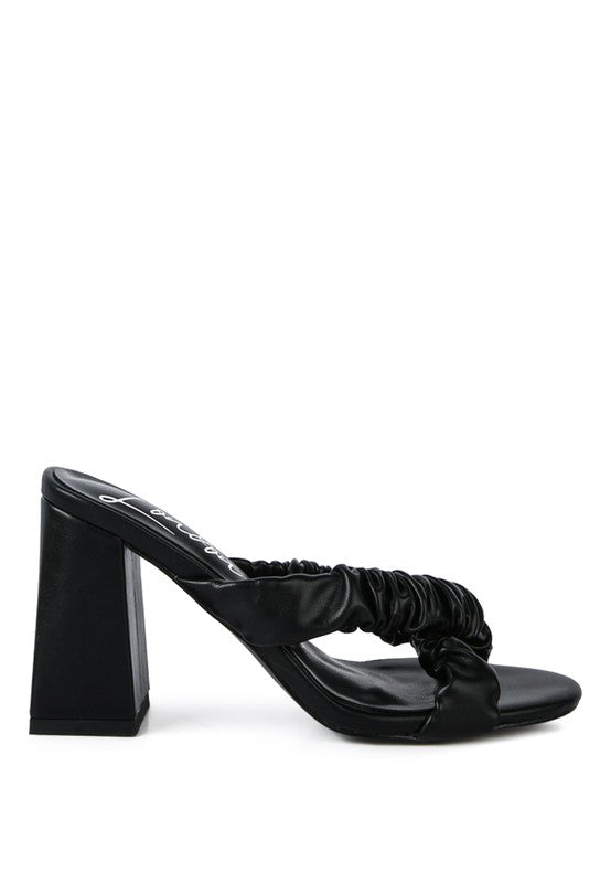 PAGE 3 SCRUNCHIE STRAP BLOCK SANDALS - Tigbul's Variety Fashion Shop