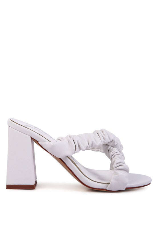 PAGE 3 SCRUNCHIE STRAP BLOCK SANDALS - Tigbul's Variety Fashion Shop