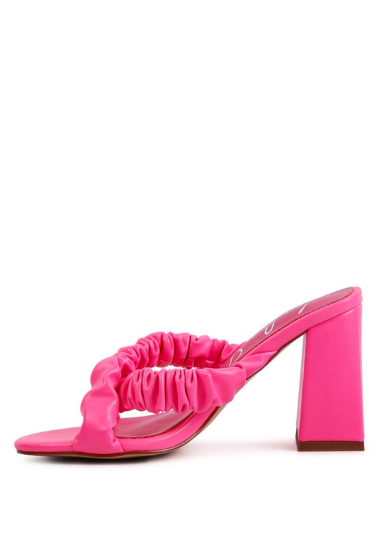 PAGE 3 SCRUNCHIE STRAP BLOCK SANDALS - Tigbul's Variety Fashion Shop