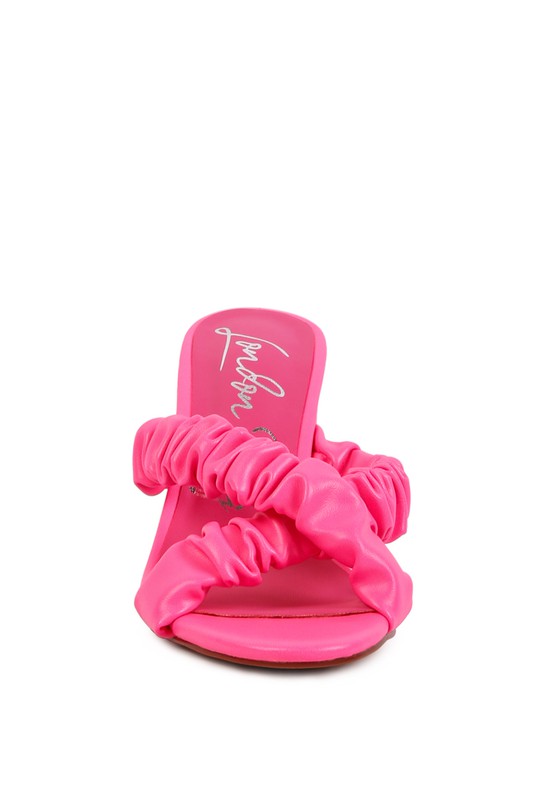 PAGE 3 SCRUNCHIE STRAP BLOCK SANDALS - Tigbul's Variety Fashion Shop