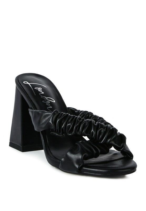 PAGE 3 SCRUNCHIE STRAP BLOCK SANDALS - Tigbul's Variety Fashion Shop