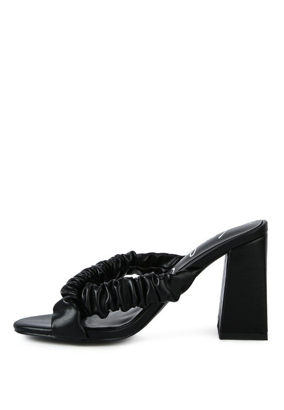 PAGE 3 SCRUNCHIE STRAP BLOCK SANDALS - Tigbul's Variety Fashion Shop