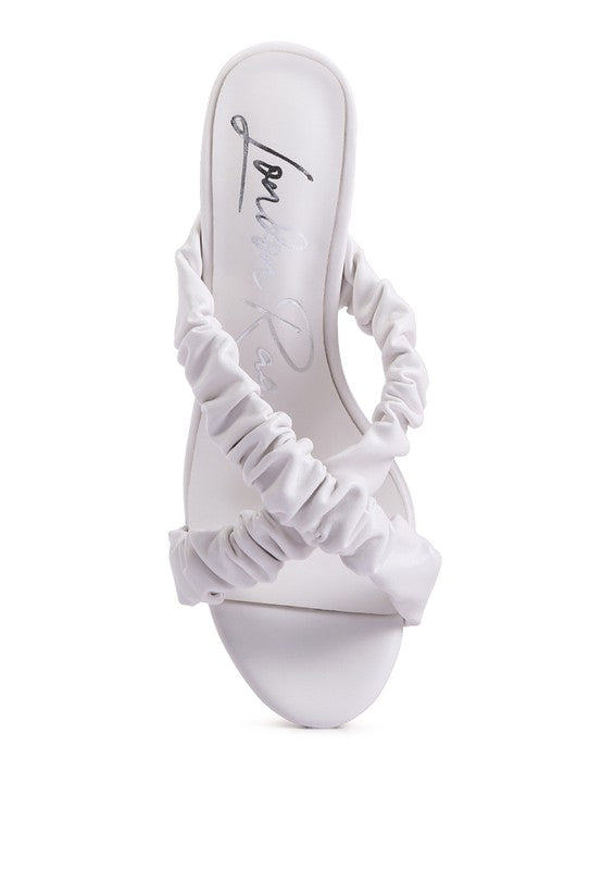 PAGE 3 SCRUNCHIE STRAP BLOCK SANDALS - Tigbul's Variety Fashion Shop