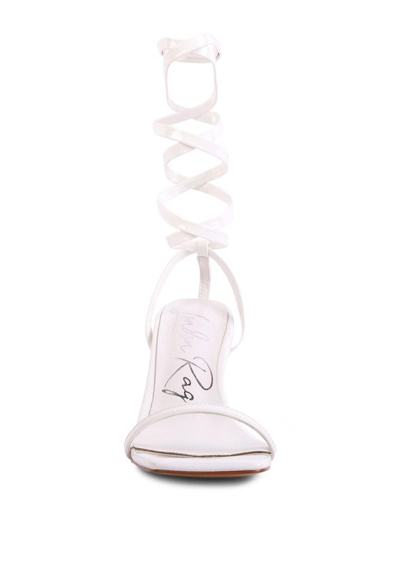 LEWK STRAPPY TIE UP SPOOL HEEL SANDALS - Tigbul's Variety Fashion Shop